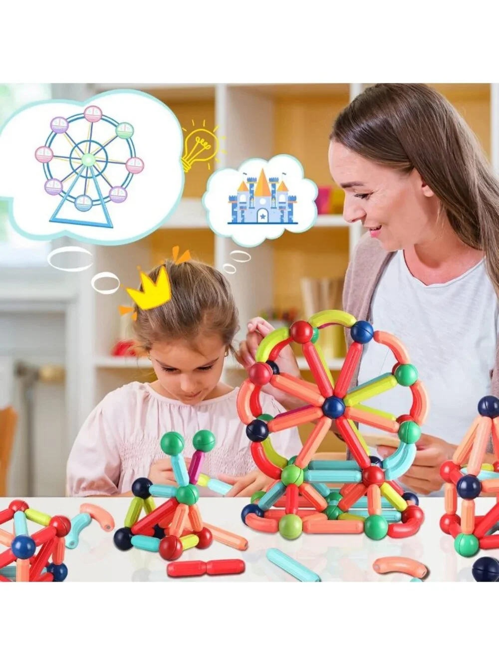 Magnetic Building Blocks Set for Kids 4-8 | STEM Construction Toys, 64PCS